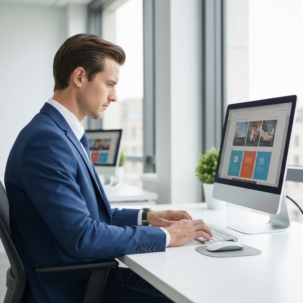 Professional web designer working at computer